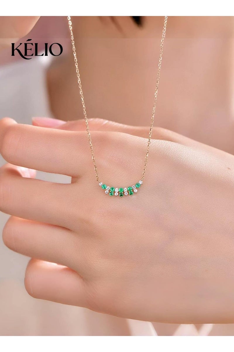 KELIO 925 Sterling Silver Necklace,18K Gold - Plated Crescent Pendant,Adjustable 45cm Chain, Elegant Gift Jewelry for Women - Image 1