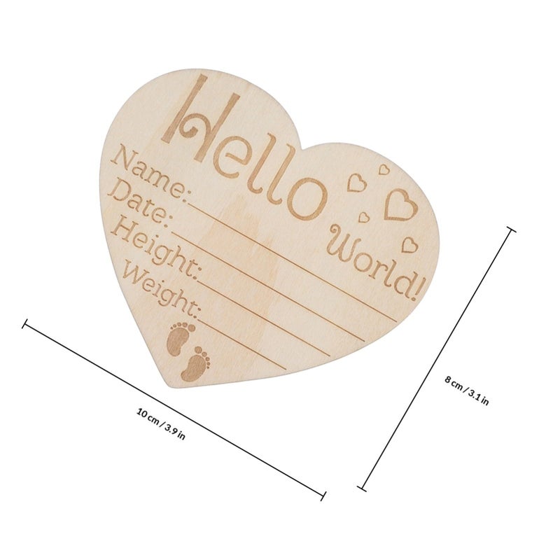 3Pcs White Wooden Heart Shaped Newborn Announcement Sign Nursery Photography Prop - Image 3