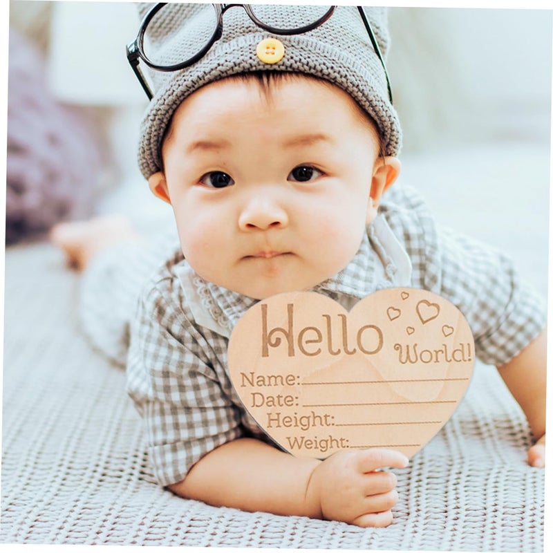 3Pcs White Wooden Heart Shaped Newborn Announcement Sign Nursery Photography Prop - Image 5