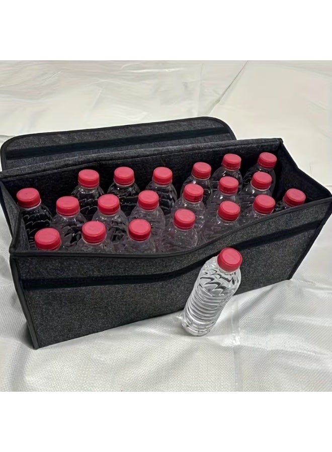 Car Trunk Organizer Folding Storage Bag Multi-Compartment Canvas Organizer with Handle Durable Interior Storage for SUV Sedan Truck Universal Fit - Image 5