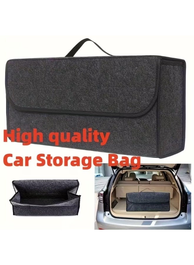 Car Trunk Organizer Folding Storage Bag Multi-Compartment Canvas Organizer with Handle Durable Interior Storage for SUV Sedan Truck Universal Fit - Image 2
