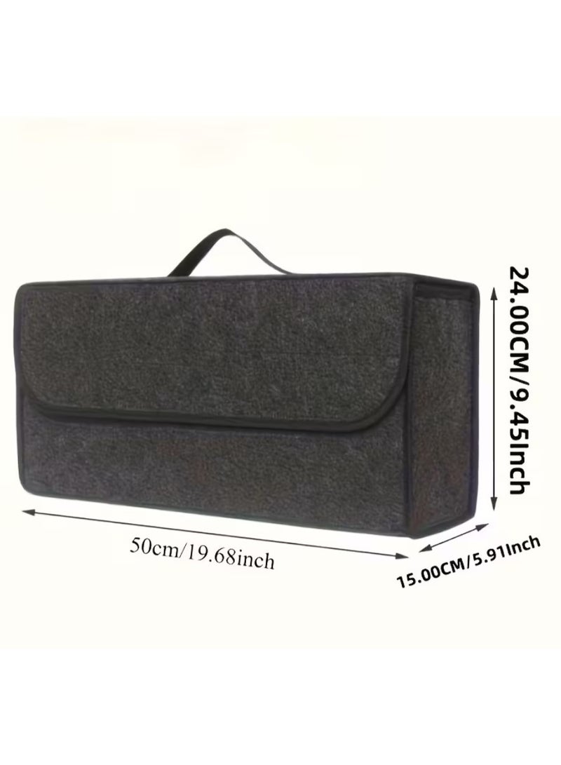 Car Trunk Organizer Folding Storage Bag Multi-Compartment Canvas Organizer with Handle Durable Interior Storage for SUV Sedan Truck Universal Fit - Image 1