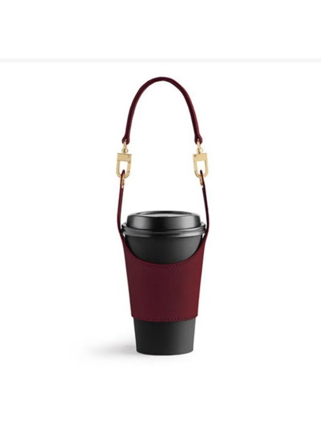 Adjustable Milk Tea Cup/Ice Cup Sleeve, Handheld Coffee Cup Sleeve, Beverage Cup Sleeve, Red - Image 2