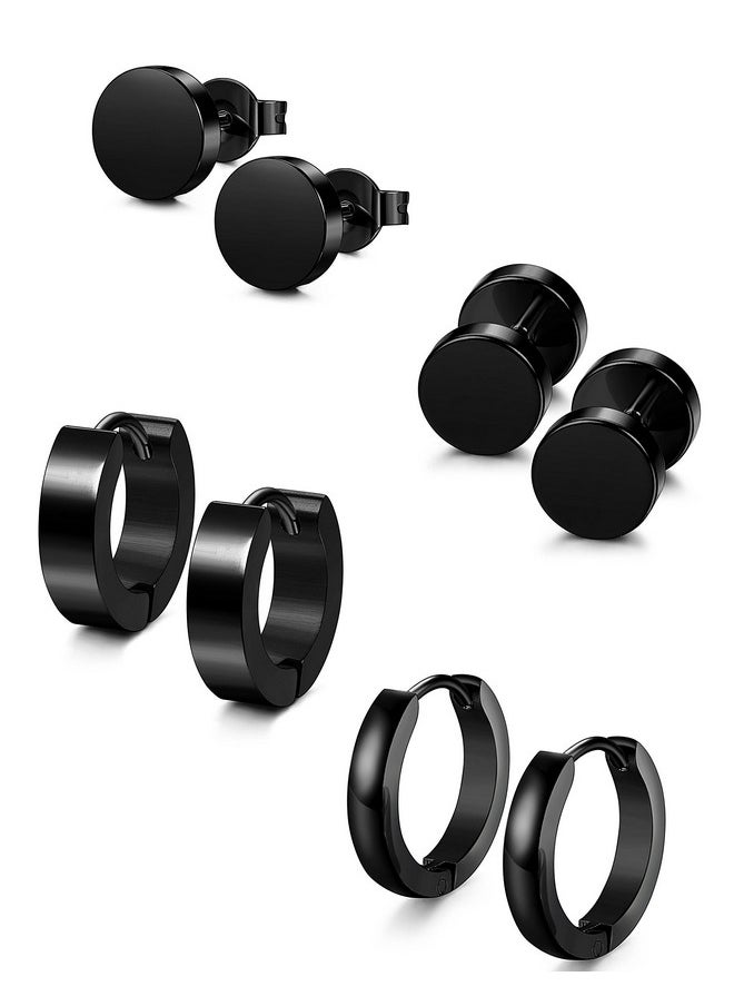 Jstyle 4 Pairs Hypoallergenic Black Stainless Steel Earrings For Sensitive Ears Simple Stud and Hoop Earrings Huggie Earring Set 18G - pzsku/ZA5615830A887493D07A9Z/45/_/1741329925/9261bc13-237d-45e1-b33b-86ad649bf91c