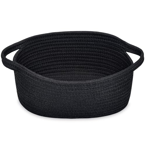 ABenkle Small Woven Baskets 12x8x5 Rope Baby Toy Storage Basket with Handle Durable Gift Basket Empty for Graduation Easter Christmas - Image 1