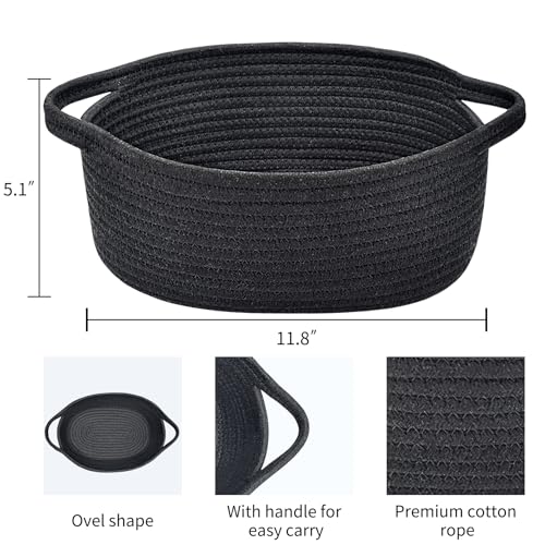 ABenkle Small Woven Baskets 12x8x5 Rope Baby Toy Storage Basket with Handle Durable Gift Basket Empty for Graduation Easter Christmas - Image 3