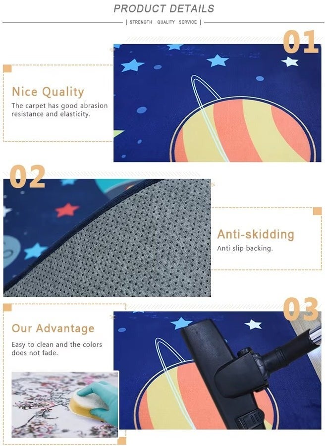 Kids Carpet Playmat Rug,Soft Kids Rug Carpet Play Mat for Baby Boys Girls,Car Rug for Kids Cars, Non-Slip Map, Town City Road Rug for Playroom Bedroom, Track Rug Car Play Rug for Kids, Kids Baby Children Educational Road Traffic Play Mat 120×160cm  - Image 2