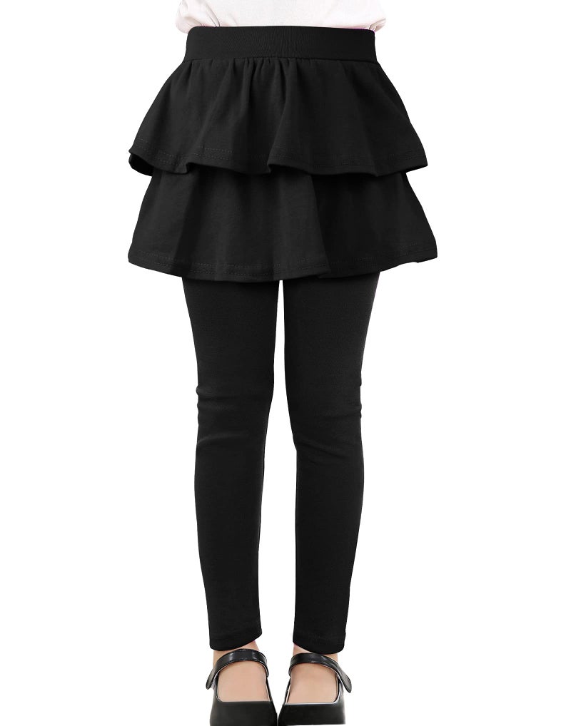 KEREDA Girls Leggings Ruffle Skirt School Uniform Pants Kids Clothes 10-12 Black - Image 1