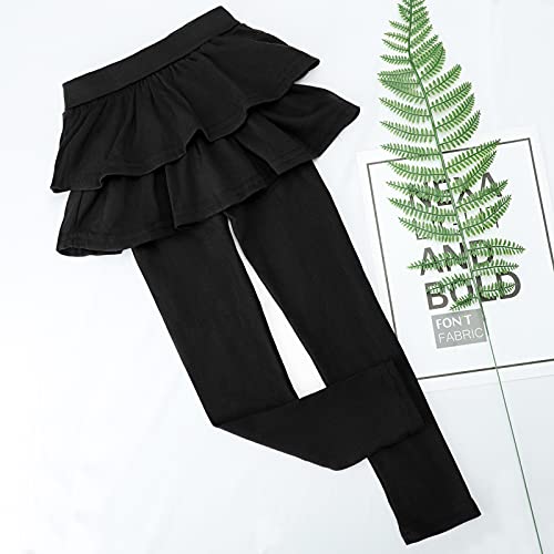 KEREDA Girls Leggings Ruffle Skirt School Uniform Pants Kids Clothes 10-12 Black - Image 5