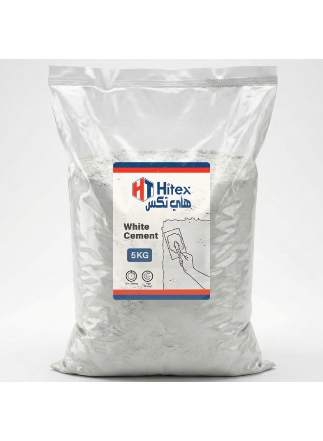 Hitex Premium White Cement for Crack Filling Universal Adhesive Repair Construction Works Art & Craft Projects Home Waterproof Bathroom & Tiles | Smooth Finishing – Ultra-White, Fast-Setting (5 Kg) - Image 1