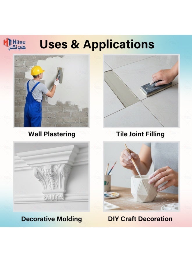 Hitex Premium White Cement for Crack Filling Universal Adhesive Repair Construction Works Art & Craft Projects Home Waterproof Bathroom & Tiles | Smooth Finishing – Ultra-White, Fast-Setting (5 Kg) - Image 3