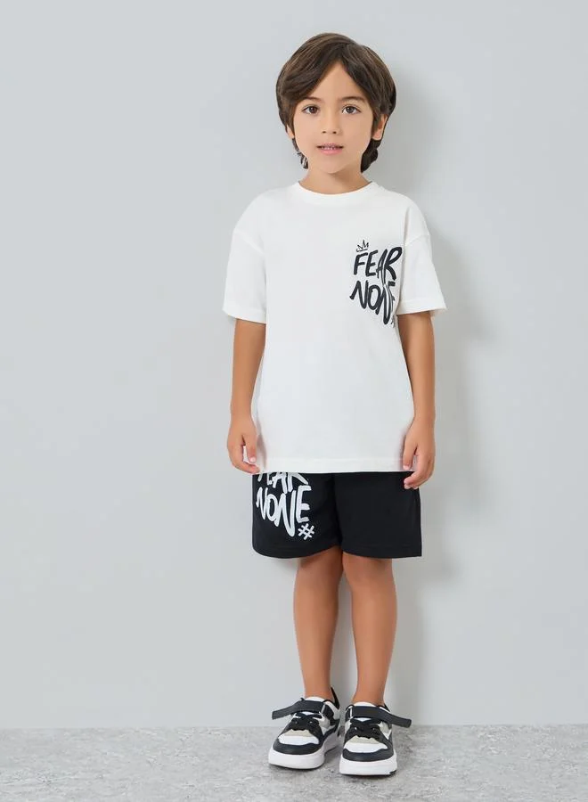 Styli Kids Off-White Cotton Graphic Print T-Shirt