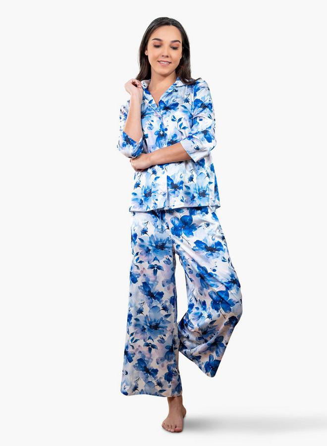 Aadaraya Floral Print Shirt and Pyjama Set - Image 2