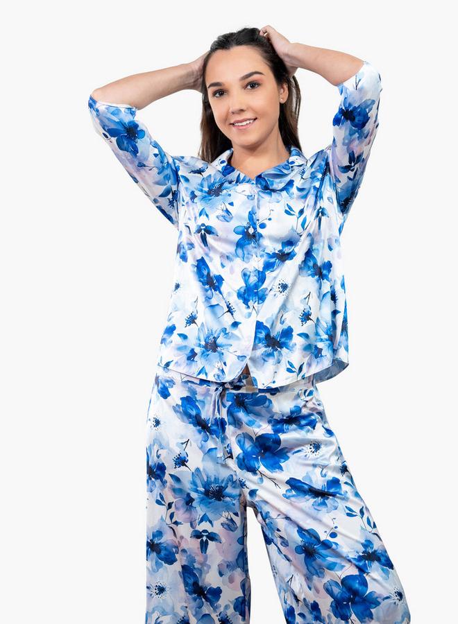 Aadaraya Floral Print Shirt and Pyjama Set - Image 3