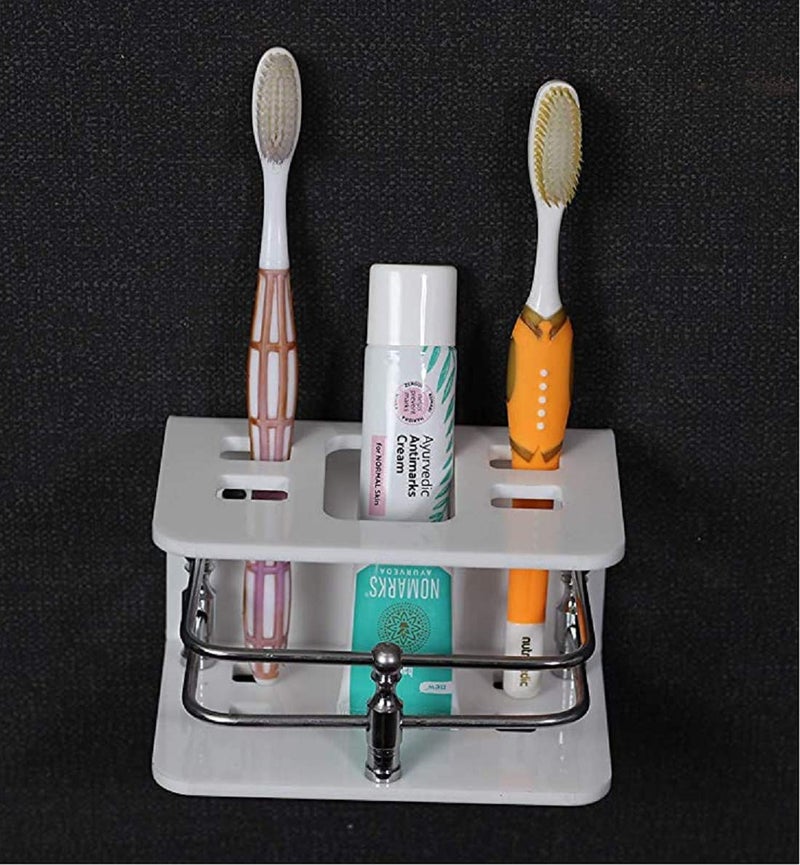 McMus Acrylic Toothbrush & Toothpaste Holder/Stand/Tumbler Wall Mounted for Home and Bathroom Stand Organizer Rack Wall Mount - Image 3