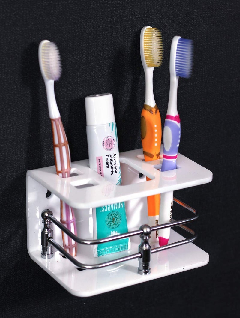 McMus Acrylic Toothbrush & Toothpaste Holder/Stand/Tumbler Wall Mounted for Home and Bathroom Stand Organizer Rack Wall Mount - Image 1