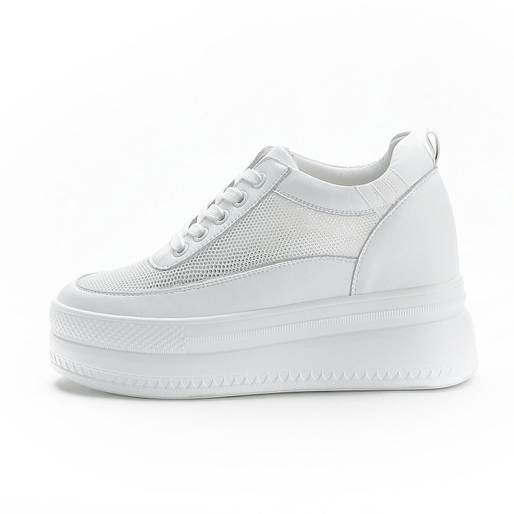 Trendy Sunday 2024 Autumn New Style High Breathable Inner Height Women'S Shoes Mesh White Shoes Casual Sneaker - Image 5