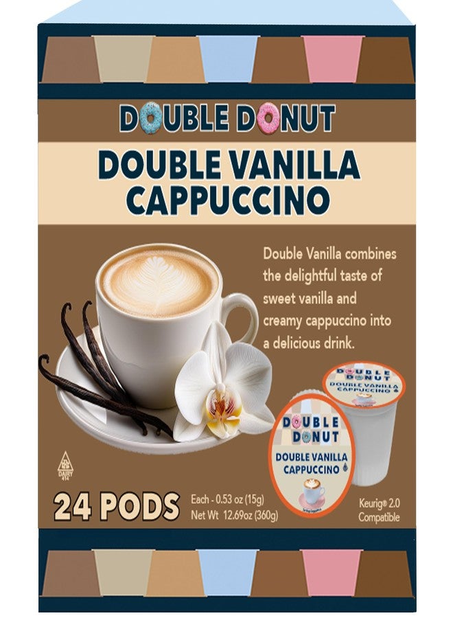 Double Donut Coffee Double Vanilla Cappuccino Pods, 24 Single Serve Cups For Keurig K Cup Brewers In Recyclable Pods - Image 1