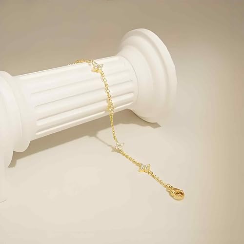 FFZDENA Bracelet for Women, Four Leaf Clover, Elegant Tennis Bracelet for Usually Occasions, Stylish Hand Cuff Bracelet with Chain Design (Golden) - Image 3