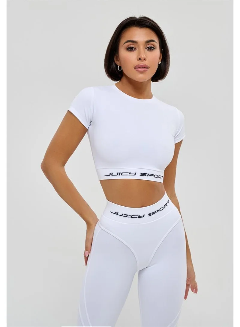Bona Fide Midi Rash Juicy White Midi Rash Juicy Crop Gym Top for Women | Best Price UAE