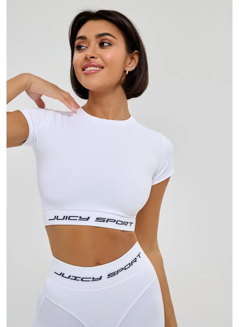 Bona Fide Midi Rash Juicy White Midi Rash Juicy Crop Gym Top for Women | Best Price UAE