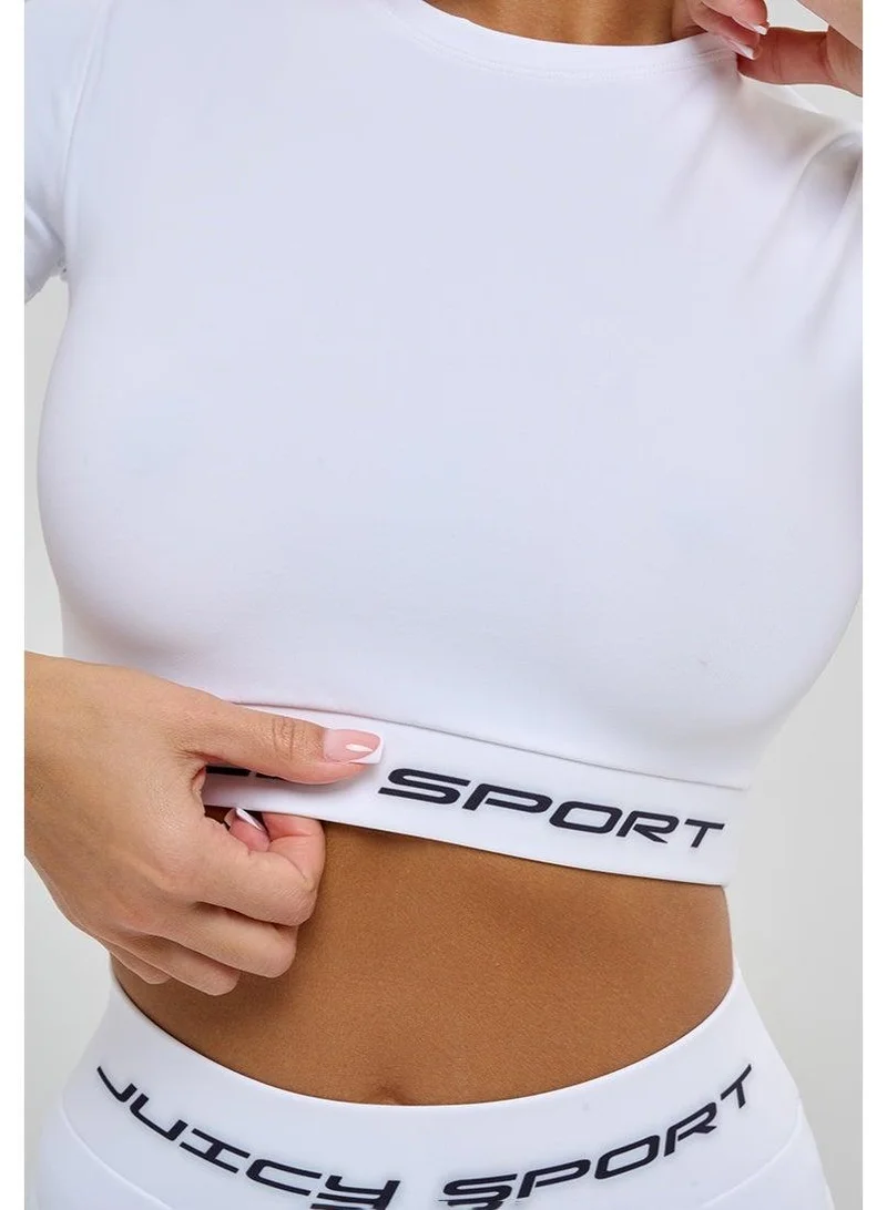 Bona Fide Midi Rash Juicy White Midi Rash Juicy Crop Gym Top for Women | Best Price UAE