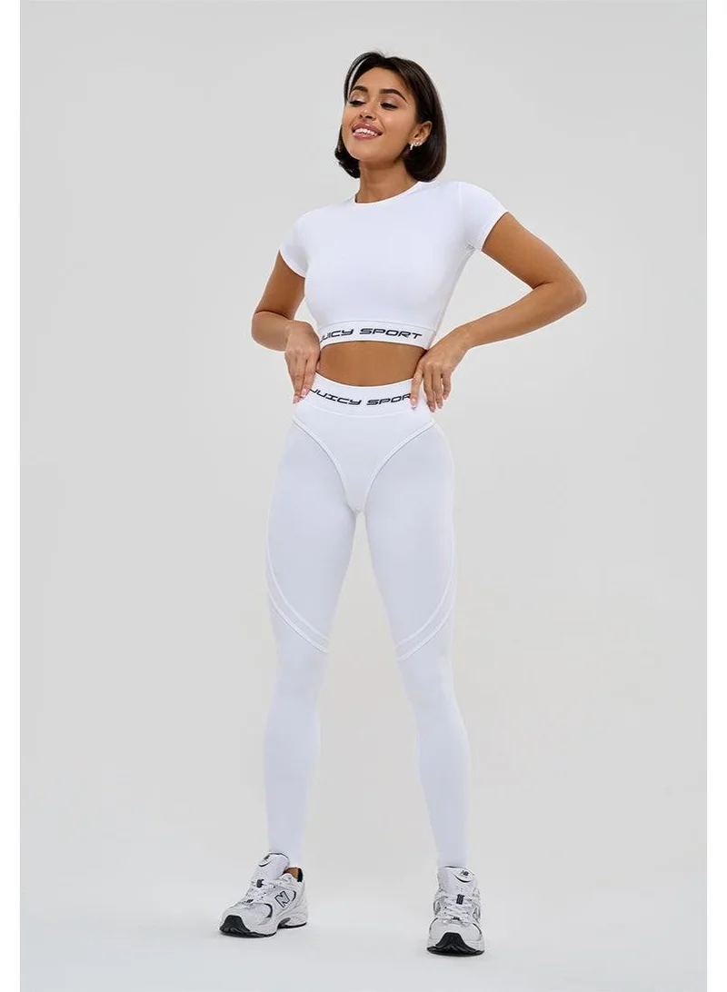 Bona Fide Midi Rash Juicy White Midi Rash Juicy Crop Gym Top for Women | Best Price UAE