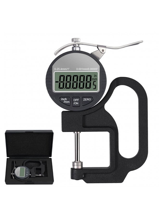 Neoteck Digital Thickness Gauge 1 inch/25.4mm, 0.00005"/ 0.001mm, Thickness Meter Precise Electronic Micrometer with LCD Display - Image 1