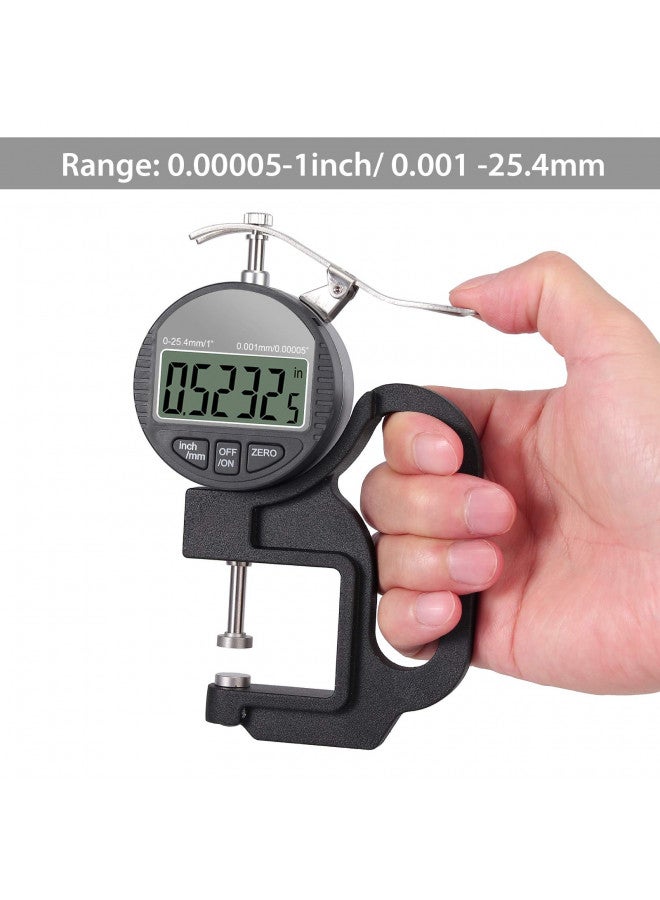 Neoteck Digital Thickness Gauge 1 inch/25.4mm, 0.00005"/ 0.001mm, Thickness Meter Precise Electronic Micrometer with LCD Display - Image 2