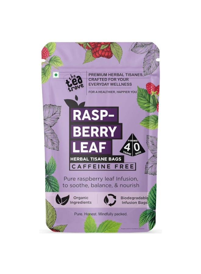 The Tea Trove Organic Red Raspberry Leaf Tea Bags - 40 Pyramid Caffeine Free Raspberry leaf tea Bag in Resealable pouch to Support Women’s Wellness, 40 g - Image 1