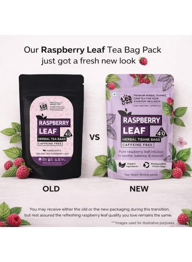 The Tea Trove Organic Red Raspberry Leaf Tea Bags - 40 Pyramid Caffeine Free Raspberry leaf tea Bag in Resealable pouch to Support Women’s Wellness, 40 g - Image 5