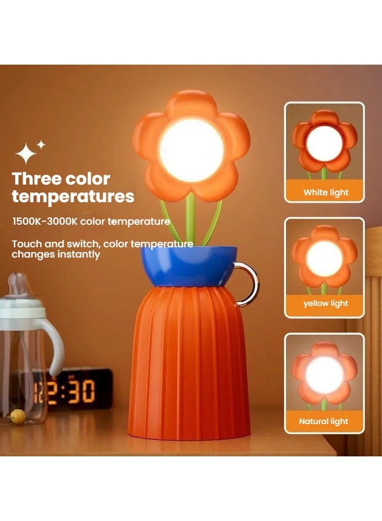 general Sunflowers flowers night lights home bedside desktop ornaments pen holders creative eye protection sleeping table lamps USB - Image 2