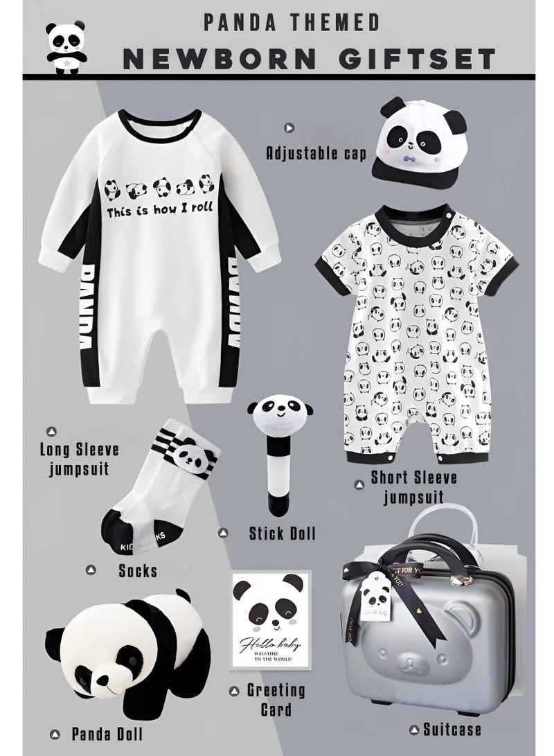 طقم هدايا للأطفال حديثي الولادة مع بدلات وألعاب صغيرة في حقيبة فاخرة للأولاد والبنات 9 في 1 - Image 3