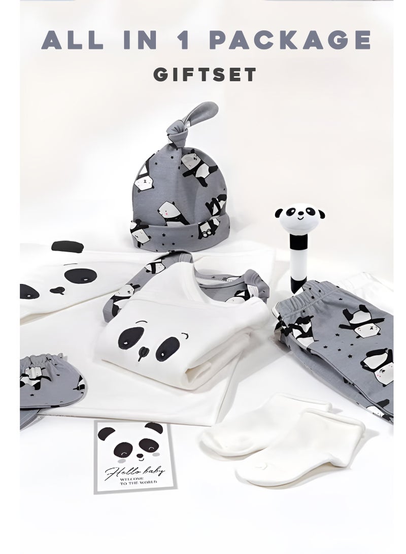 طقم هدايا للأطفال حديثي الولادة مع بدلات وألعاب صغيرة في حقيبة فاخرة للأولاد والبنات 9 في 1 - Image 2