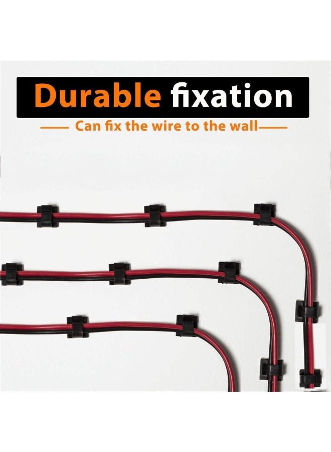 50 مشبك كابلات، منظم كابلات لاصق، حامل أسلاك متين لإدارة الكابلات للسيارة، المكتب والمنزل (أسود) - Image 3