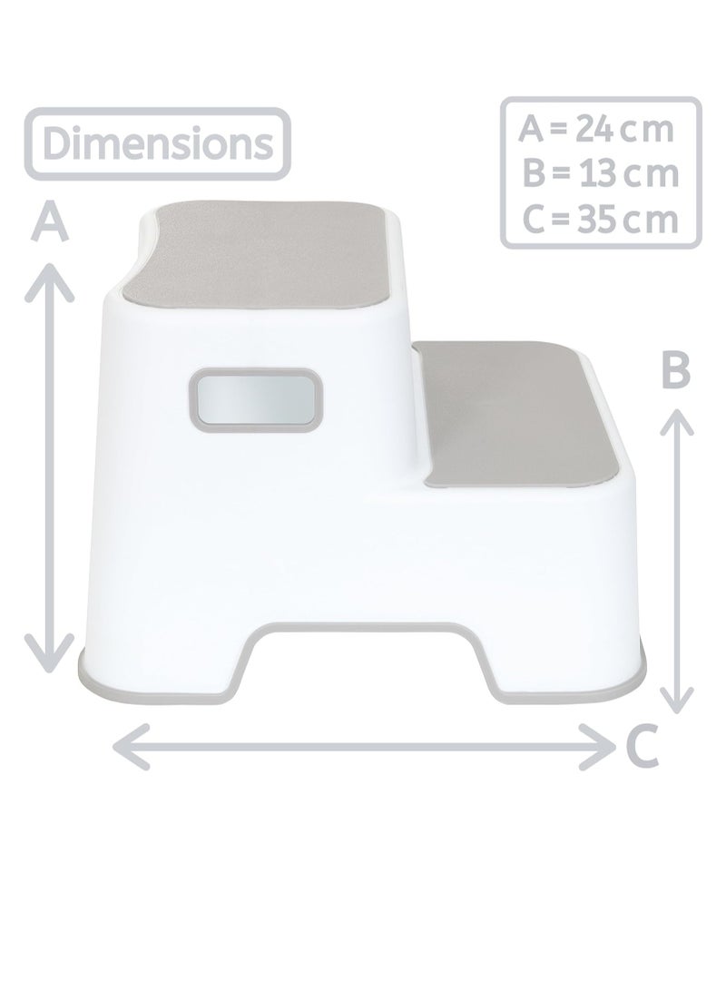 Childrens Double Step Stool – Non-Slip 2 Step Up for Toddlers with Handles, Sturdy for Kids Potty Training, Bathroom  Kitchen Use – Supports up to 100kg - Image 2