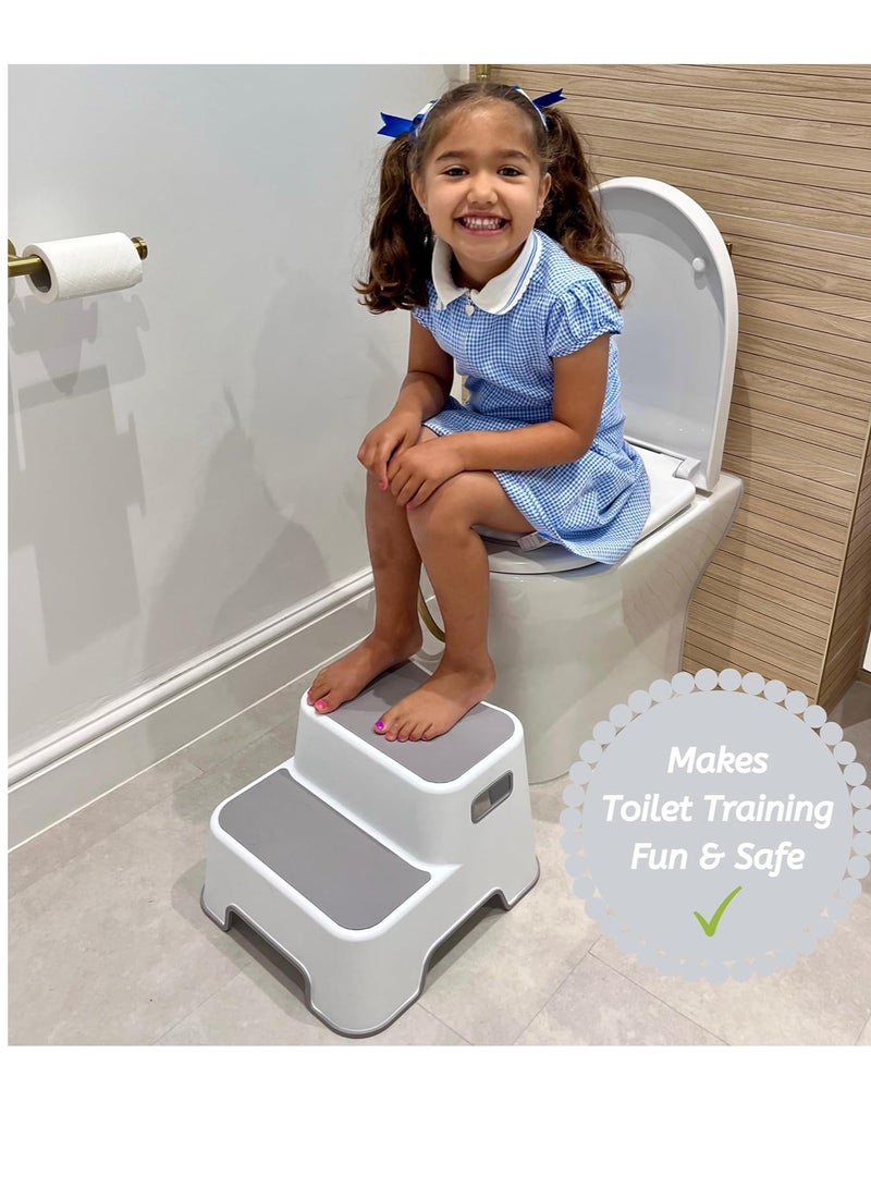 Childrens Double Step Stool – Non-Slip 2 Step Up for Toddlers with Handles, Sturdy for Kids Potty Training, Bathroom  Kitchen Use – Supports up to 100kg - Image 5