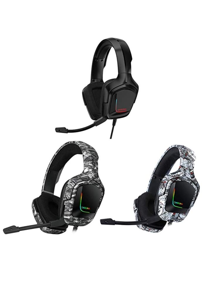 Phone Planet Gaming Headphone with Line,K20 RGB Camo Headphone Gaming Headset with Microphone LED Light Realistic Stereo Sound Computer Gamer Earphone Black  - Image 4