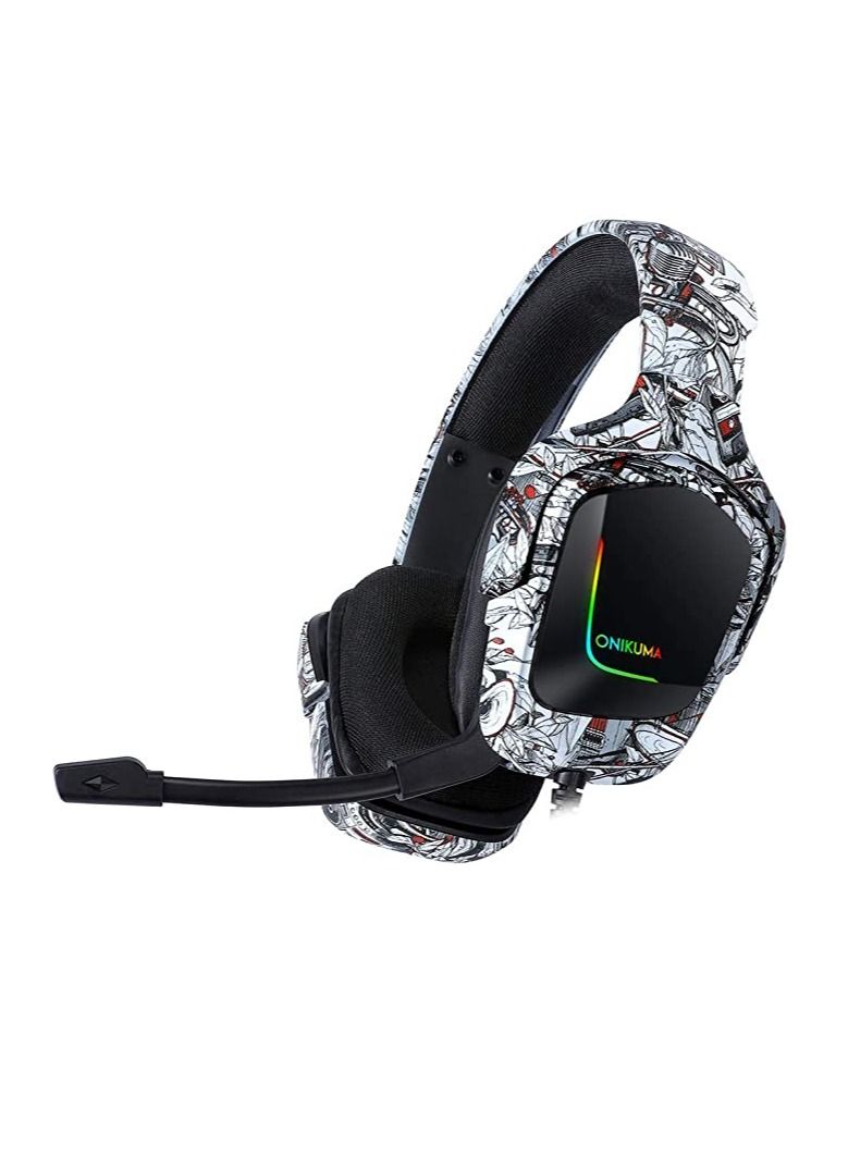 Phone Planet Gaming Headphone with Line,K20 RGB Camo Headphone Gaming Headset with Microphone LED Light Realistic Stereo Sound Computer Gamer Earphone Black  - Image 5