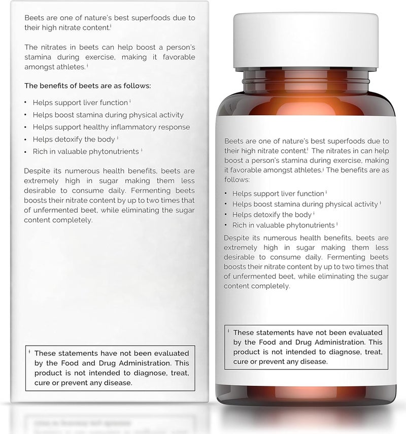 Think Remedy كبسولات جذر الشمندر aged  حبوب الشمندر للطاقة  مسحوق جذر الشمندر العضوي  مكمل أكسيد النيتريك  نترات بدون سكر  30 كبسولة  مكمل جذر الشمندر  سوبر - Image 3