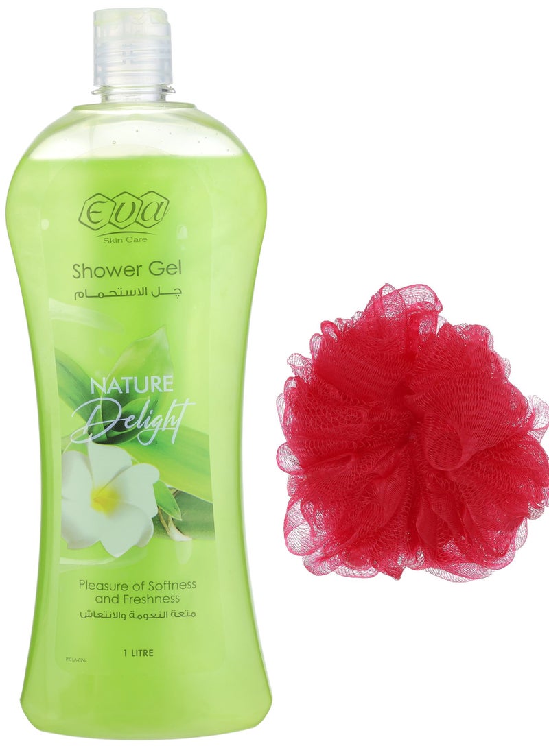 Eva Eva Skin Care Nature Delight Shower Gel 1 L + Lofa Multi Color
