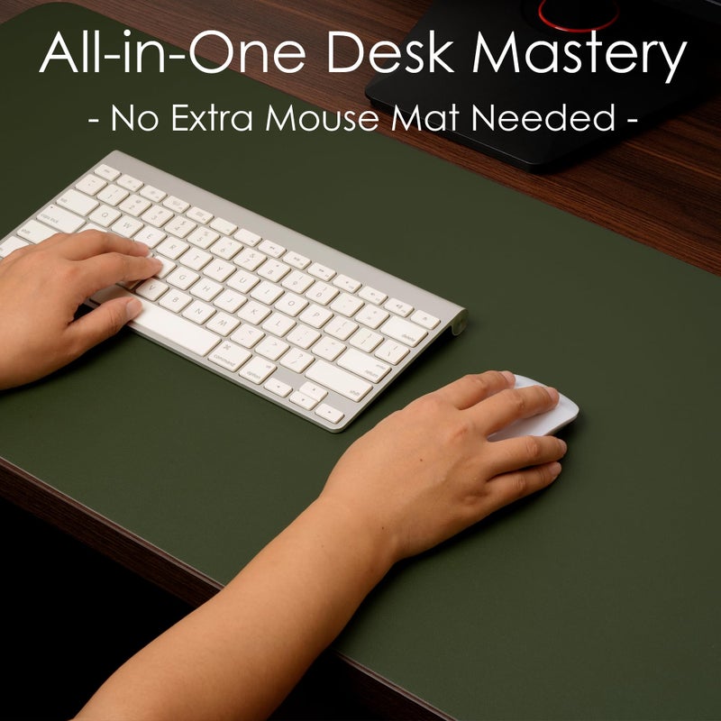 WAYBER Leather Desk Pad Protector, Waterproof Mouse Pad, PU Desk Mat, Office Desk Cover, Desk Writing Mat for Office/Home/Work/Cubicle (Green/Gray) 35.4x17in - Image 3