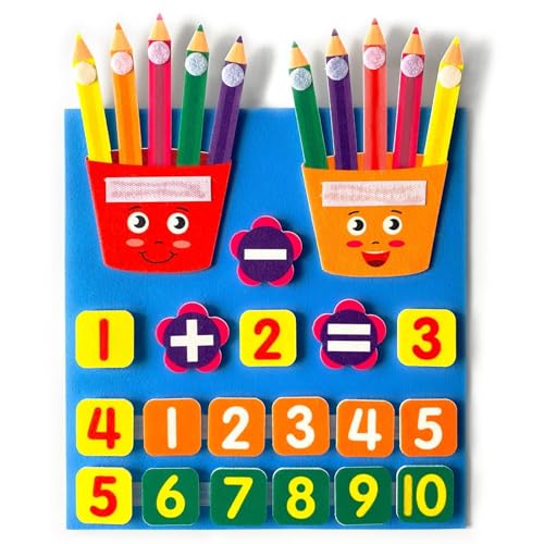 Oligitdi Busy Board for Toddlers,Montessori Toys for Boys Girls 3~6 Year Old, Learning Numbers Felt Board Math Games for Activity Kindergarten Children - Image 1