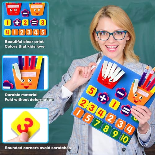 Oligitdi Busy Board for Toddlers,Montessori Toys for Boys Girls 3~6 Year Old, Learning Numbers Felt Board Math Games for Activity Kindergarten Children - Image 3
