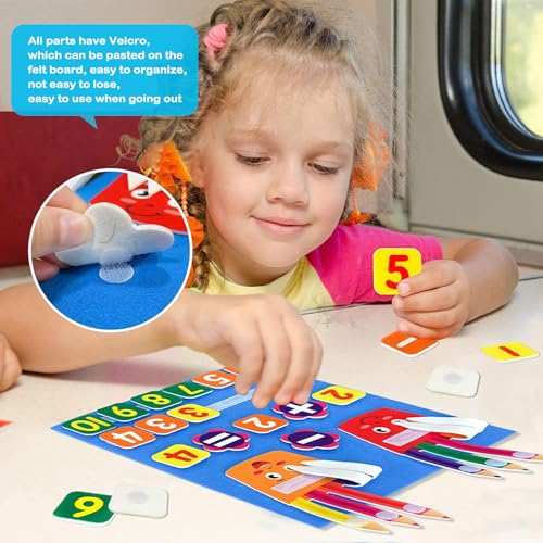 Oligitdi Busy Board for Toddlers,Montessori Toys for Boys Girls 3~6 Year Old, Learning Numbers Felt Board Math Games for Activity Kindergarten Children - Image 5
