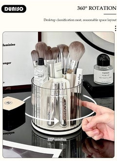 DUNISO Makeup Organizer with 2 Drawer, 360 Degree Rotating Large Capacity Skin Care Product Organizer, Cosmetic Display Cases with Makeup Brush Holder, Cosmetics Organizer for Bedroom Dresser Bathroom Vanity Countertop  - Image 2