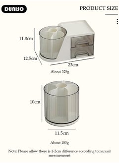 DUNISO Makeup Organizer with 2 Drawer, 360 Degree Rotating Large Capacity Skin Care Product Organizer, Cosmetic Display Cases with Makeup Brush Holder, Cosmetics Organizer for Bedroom Dresser Bathroom Vanity Countertop  - Image 4
