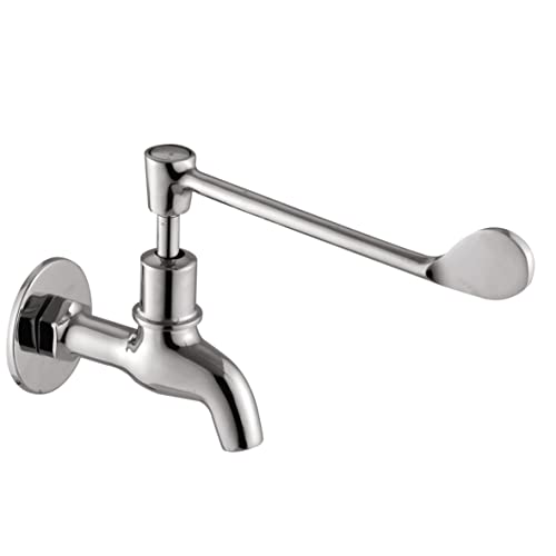 KAMAL Full Brass Eco Elbow Action Bib Cock Tap | Wall Mount Faucet with Wall Flange | Chrome Finish | Durable & Rust Resistant | Silver (Pack of 1) - Image 5