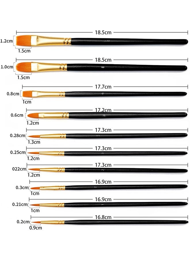 10 Pcs Round Pointed Tip Paintbrushes Nylon Hair Artist Acrylic Paint Brushes for Acrylic Oil Watercolor, Face Nail Art, Miniature Detailing & Rock Painting,Black - Image 2