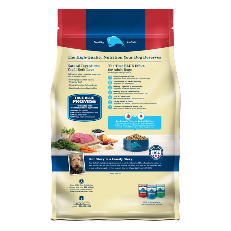 Blue Buffalo Life Protection Formula Adult Dry Dog Food, Helps Build and Maintain Strong Muscles, Made with Natural Ingredients, Beef & Brown Rice Recipe, 5-lb. Bag - Image 2